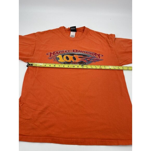 Vintage 100th Anniversary Harley Davidson Orange RK Stratman T-shirt Men’s Large - Picture 13 of 14